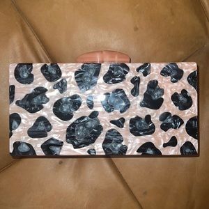 Pink Leopard-Print Acrylic Clutch